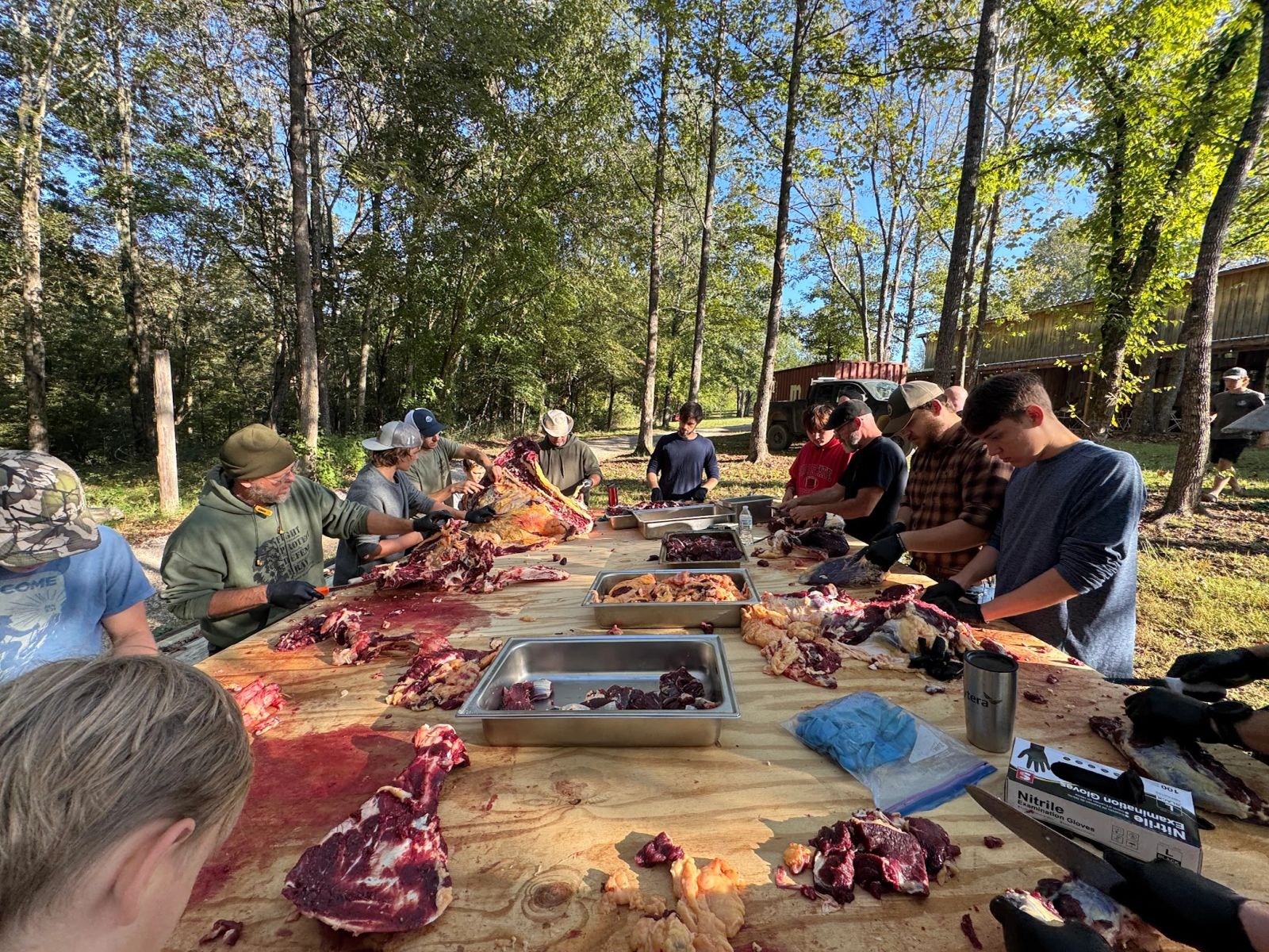 Father and son enjoying an activity at camp